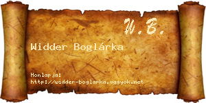 Widder Boglárka névjegykártya